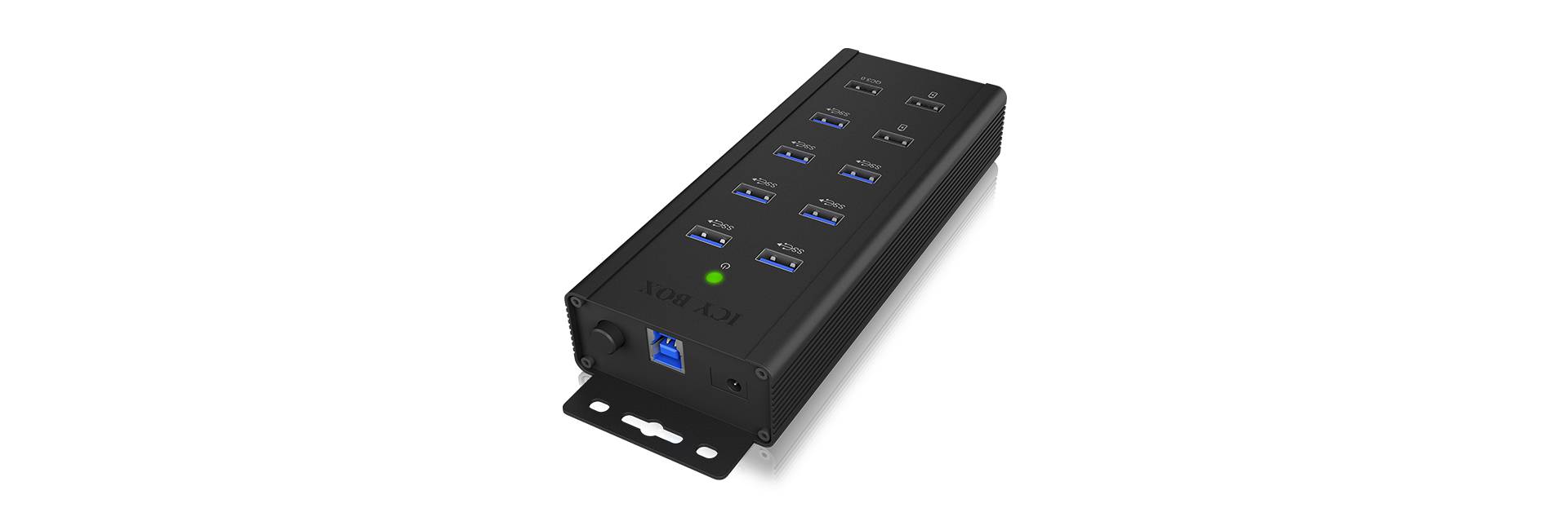 ICY BOX IB-HUB1703-QC3 10 Port USB 3.2 Gen 1-Hub (USB 3.0) Schwarz