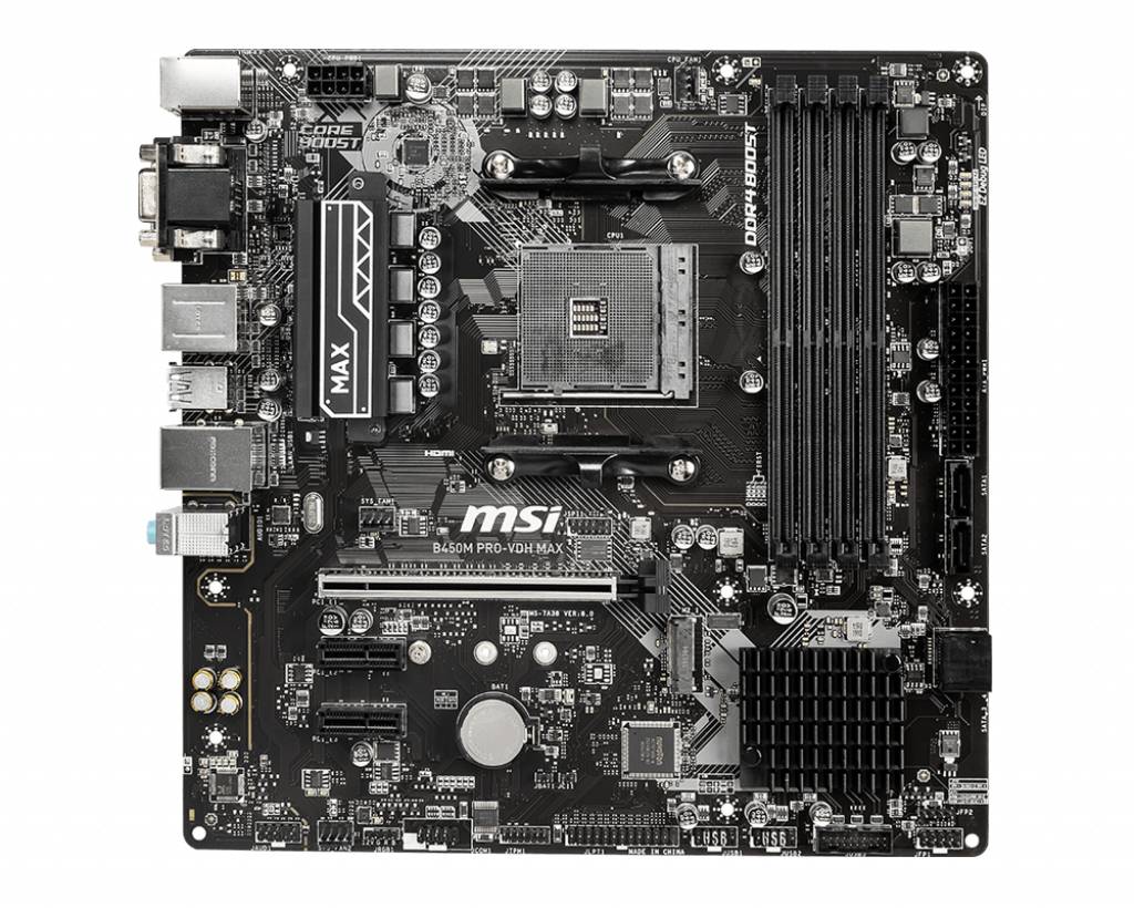 MSI B450M PRO-VDH Max Mainboard Sockel (PC) AMD® AM4 Formfaktor (Details) Micro-ATX Mainboard-Chipsatz AMD® B450