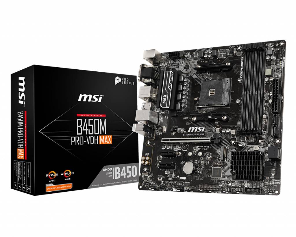 MSI B450M PRO-VDH Max Mainboard Sockel (PC) AMD® AM4 Formfaktor (Details) Micro-ATX Mainboard-Chipsatz AMD® B450