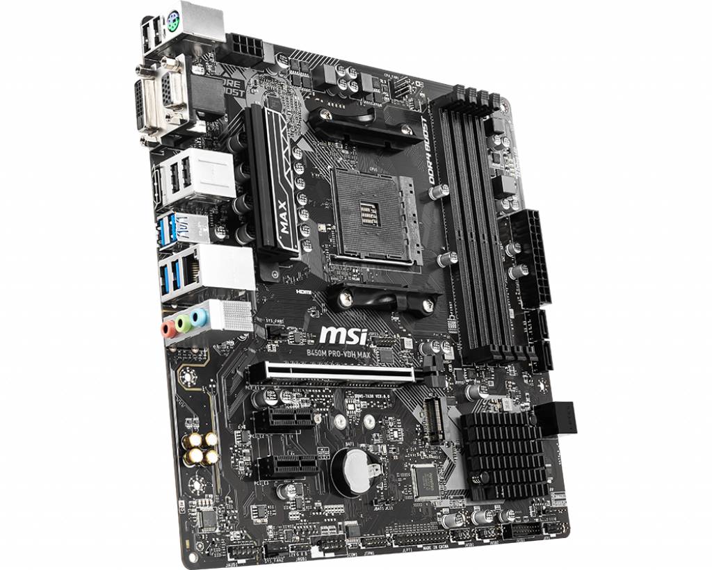 MSI B450M PRO-VDH Max Mainboard Sockel (PC) AMD® AM4 Formfaktor (Details) Micro-ATX Mainboard-Chipsatz AMD® B450