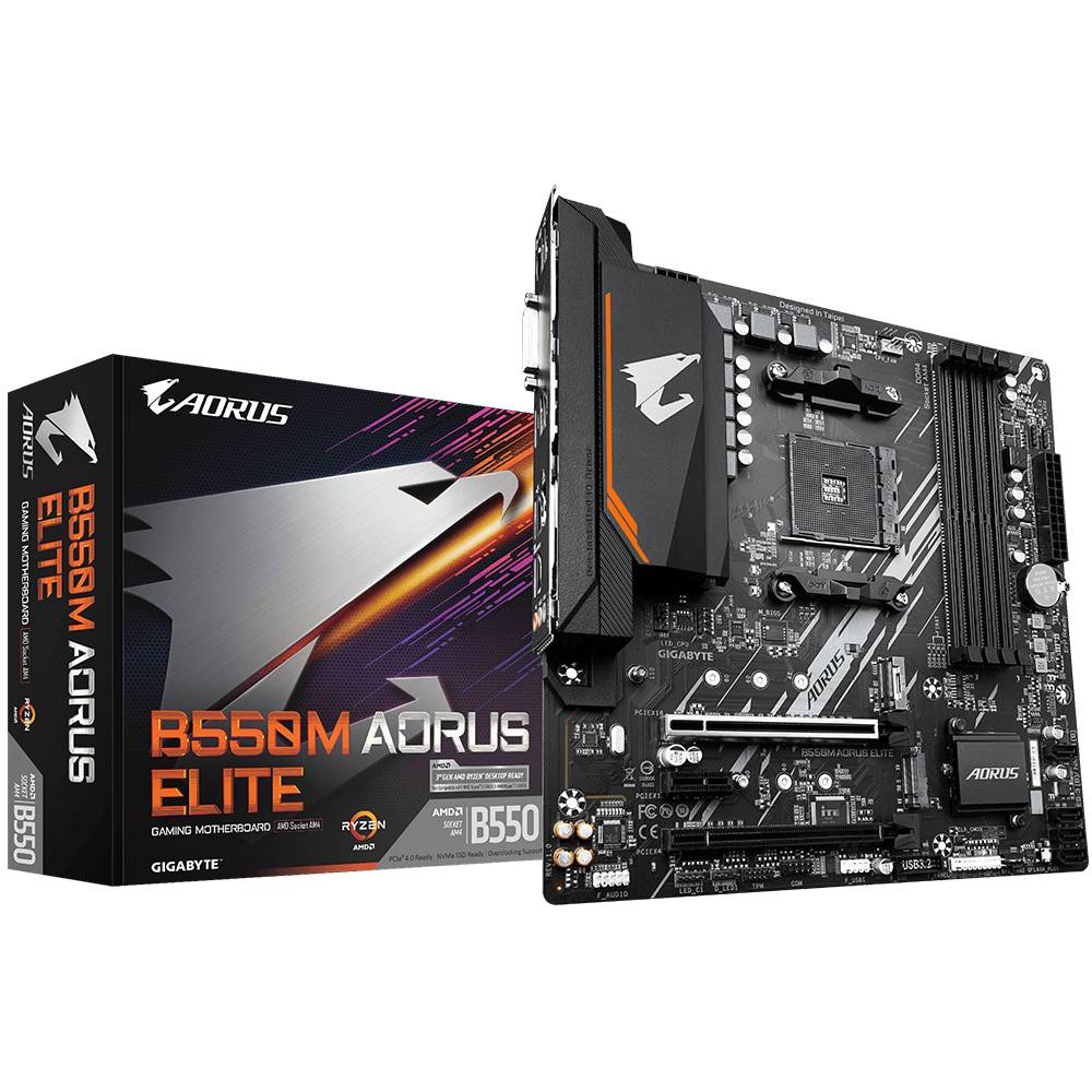 Gigabyte B550M AORUS ELITE Mainboard Sockel (PC) AMD® AM4 Formfaktor (Details) Micro-ATX Mainboard-Chipsatz AMD® B550