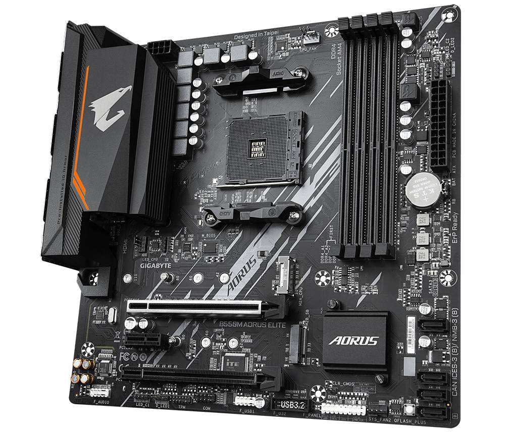 Gigabyte B550M AORUS ELITE Mainboard Sockel (PC) AMD® AM4 Formfaktor (Details) Micro-ATX Mainboard-Chipsatz AMD® B550