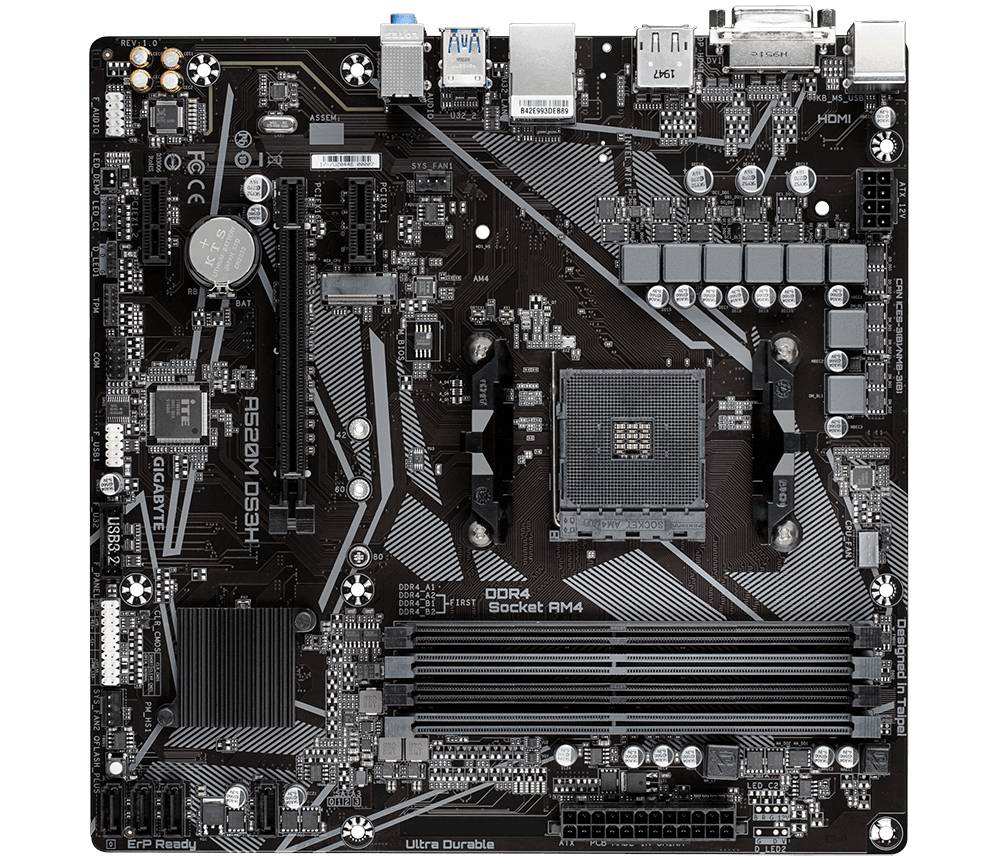 Gigabyte A520M DS3H (rev. 1.x) Mainboard Sockel (PC) AMD AM4 Formfaktor (Details) Micro-ATX