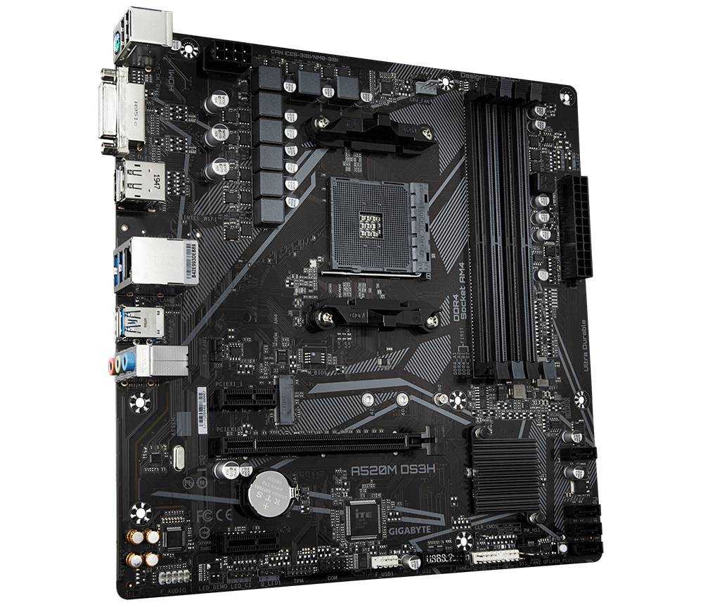 Gigabyte A520M DS3H (rev. 1.x) Mainboard Sockel (PC) AMD AM4 Formfaktor (Details) Micro-ATX