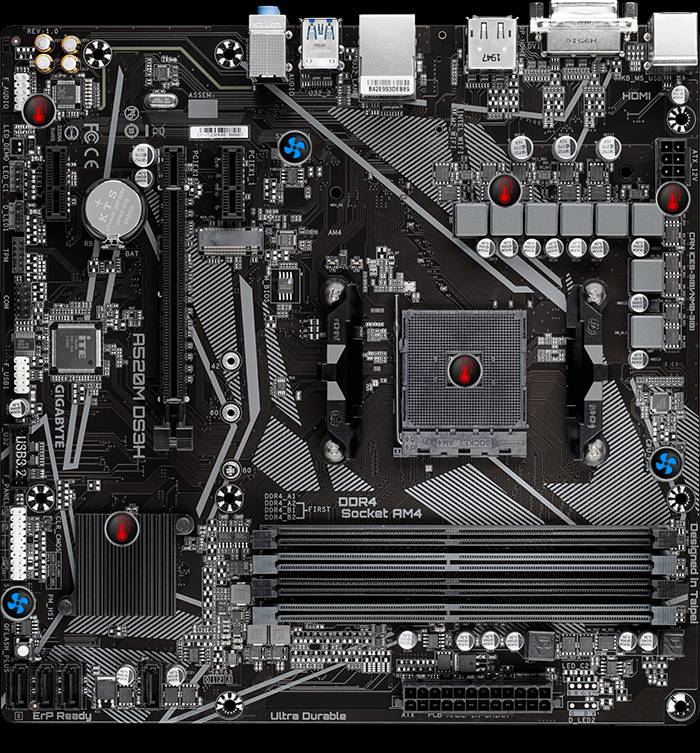 Gigabyte A520M DS3H (rev. 1.x) Mainboard Sockel (PC) AMD AM4 Formfaktor (Details) Micro-ATX