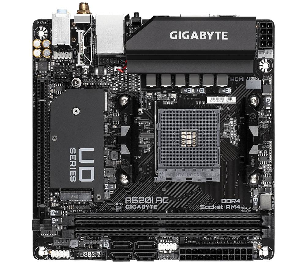 Gigabyte A520I AC Mainboard Sockel (PC) AMD® AM4 Formfaktor (Details) Mini-ITX Mainboard-Chipsatz AMD® A520