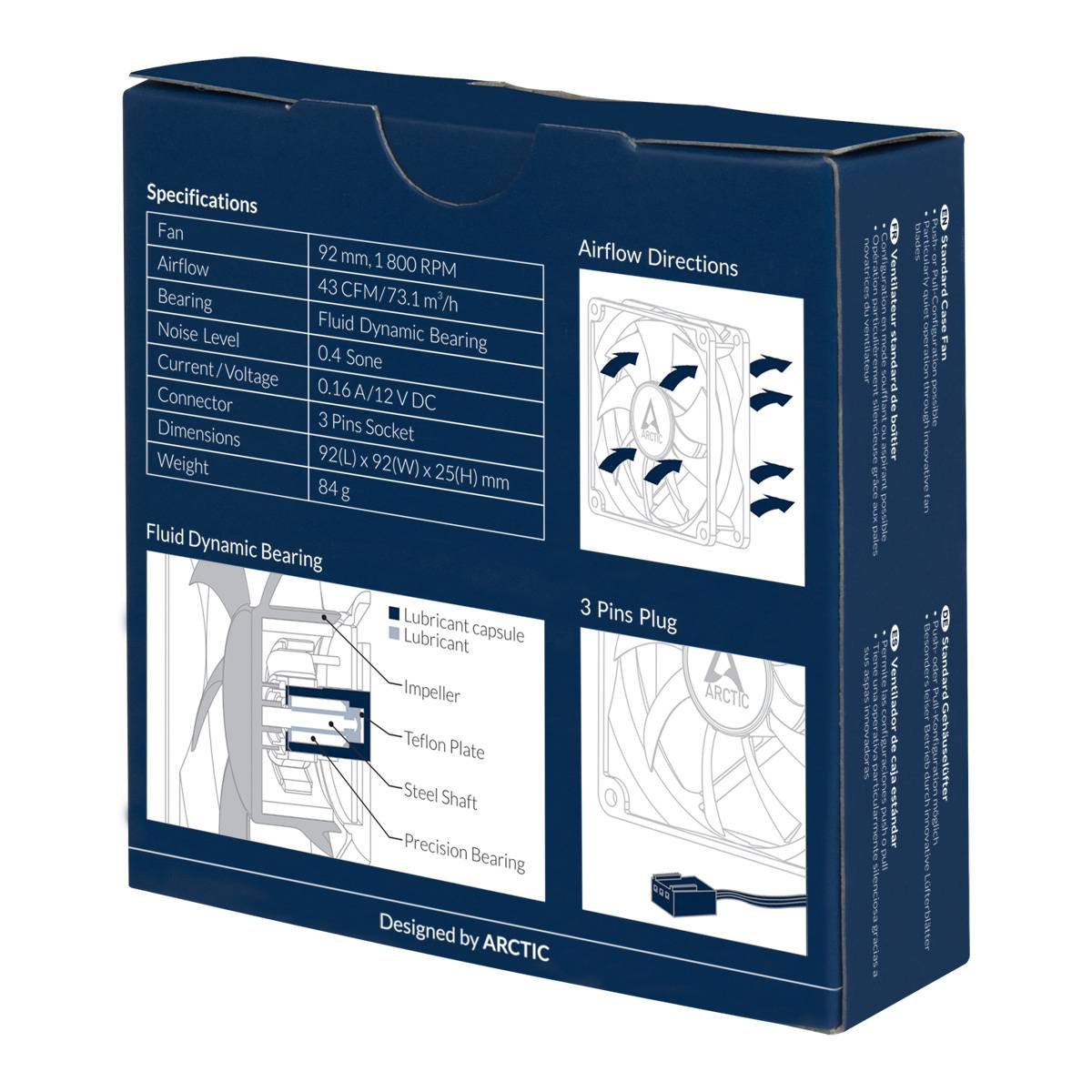Arctic F9 PC-Gehäuse-Lüfter Schwarz (B x H x T) 92 x 25 x 92mm