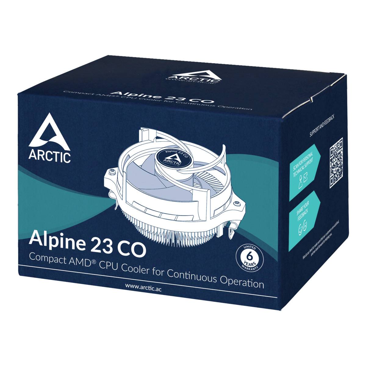 Arctic Alpine 23 CO - Kompakter AMD CPU-Kühler für den Dauerbetrieb CPU-Kühler mit Lüfter AMD® AM4, AMD® AM5