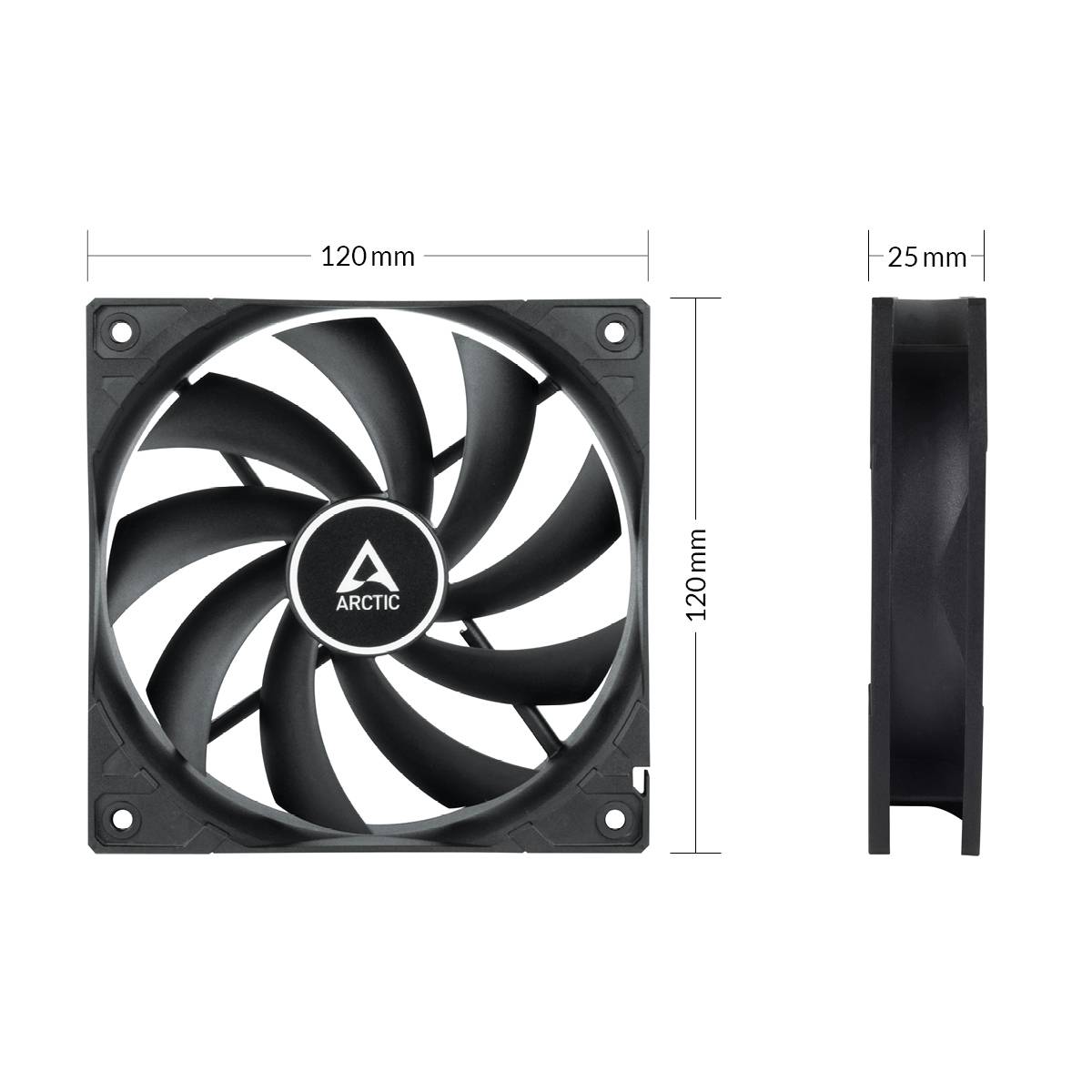 Arctic F12 PC-Gehäuse-Lüfter Schwarz (B x H x T) 120 x 25 x 120 mm