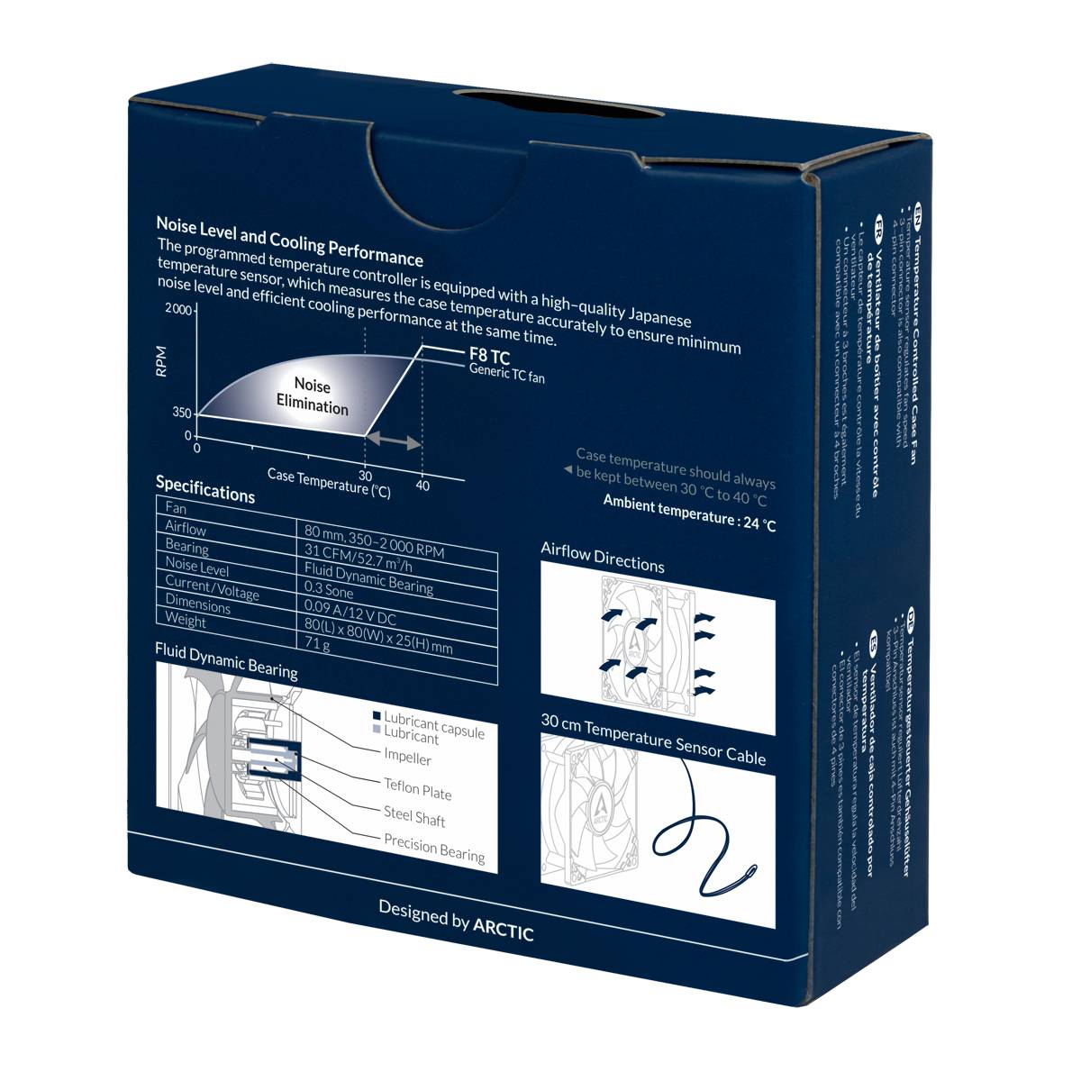 Arctic F8 TC PC-Gehäuse-Lüfter Schwarz (B x H x T) 80 x 25 x 80mm