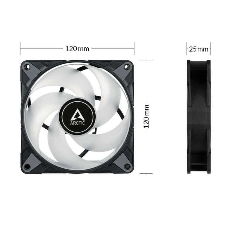 Arctic P12 PC-Gehäuse-Lüfter Schwarz, Weiß (B x H x T) 120 x 25 x 120 mm inkl. LED-Beleuchtung