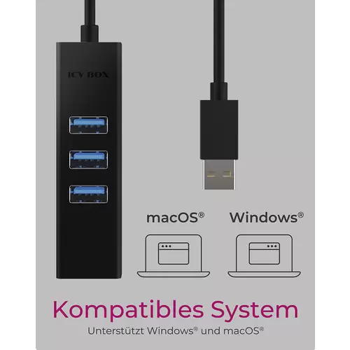 ICY BOX IB-HUB1419-LAN 4 Port USB 3.2 Gen 1-Hub (USB 3.0) Schwarz ICY BOX IB-HUB1419-LAN 4 Port USB 3.2 Gen 1-Hub (USB 3.0) Schwarz