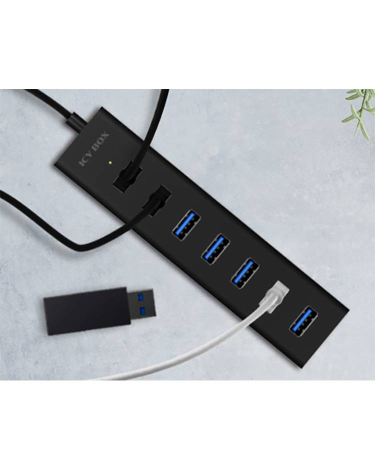 ICY BOX IB-HUB1700-U3 7 Port USB 3.2 Gen 1-Hub (USB 3.0) Schwarz