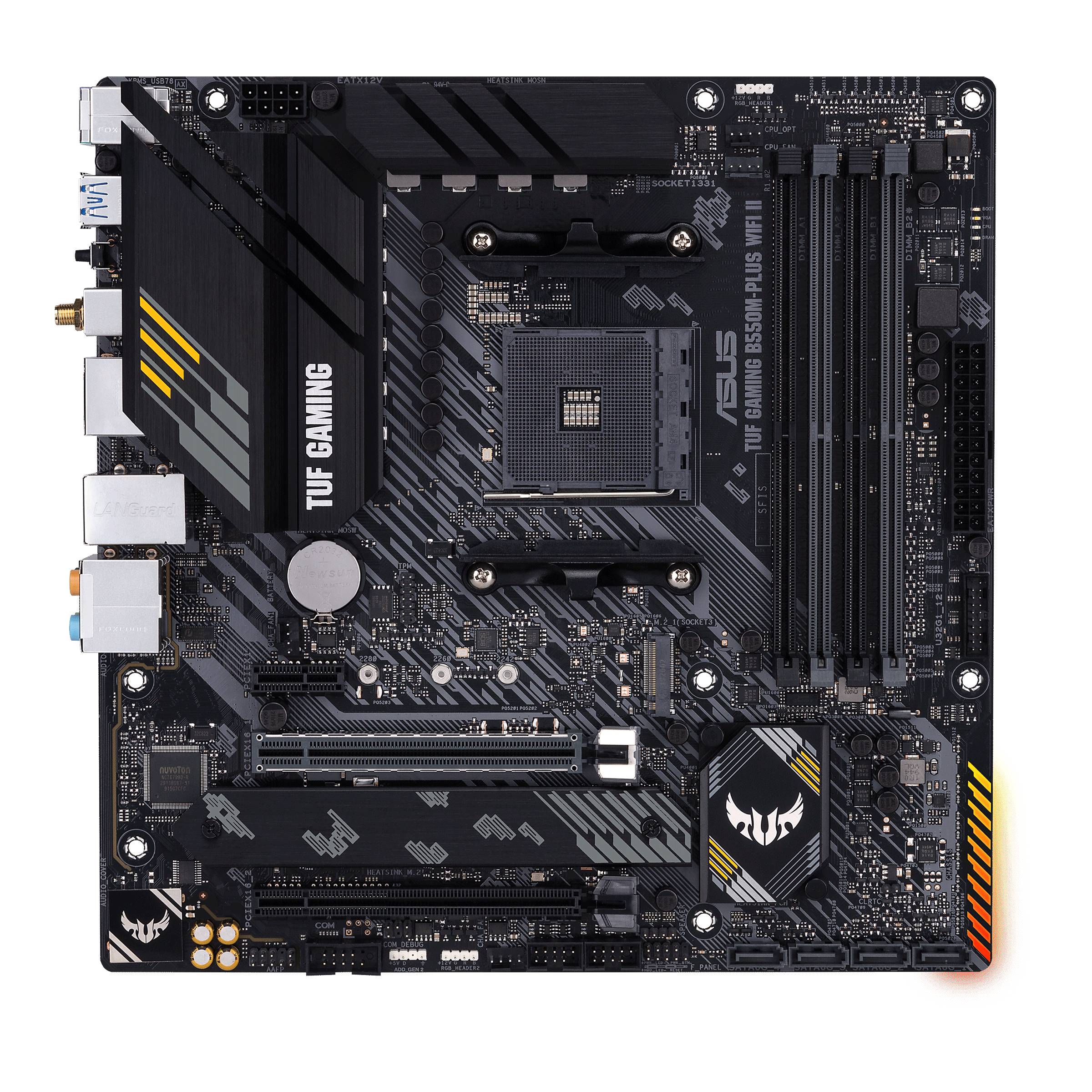 Asus TUF GAMING B550M-PLUS WIFI II Mainboard Sockel (PC) AMD® AM4 Formfaktor (Details) Micro-ATX Mainboard-Chipsatz AMD® B550