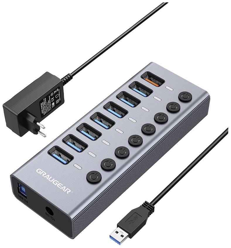 GrauGear G-HUB71-A 7 Port USB 3.2 Gen 1-Hub (USB 3.0)