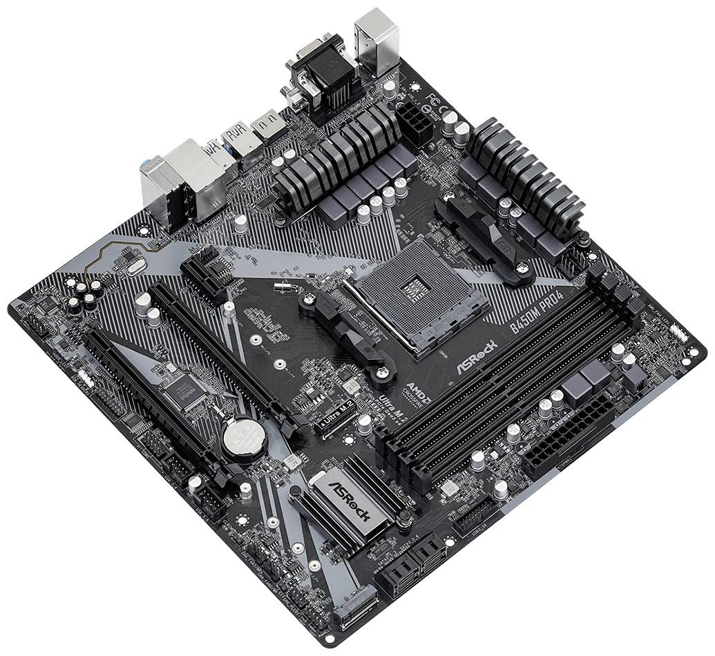 ASRock B450M Pro4 R2.0 Mainboard Sockel (PC) AMD® AM4 Formfaktor (Details) Micro-ATX Mainboard-Chipsatz AMD® B450