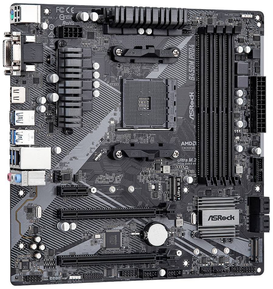 ASRock B450M Pro4 R2.0 Mainboard Sockel (PC) AMD® AM4 Formfaktor (Details) Micro-ATX Mainboard-Chipsatz AMD® B450