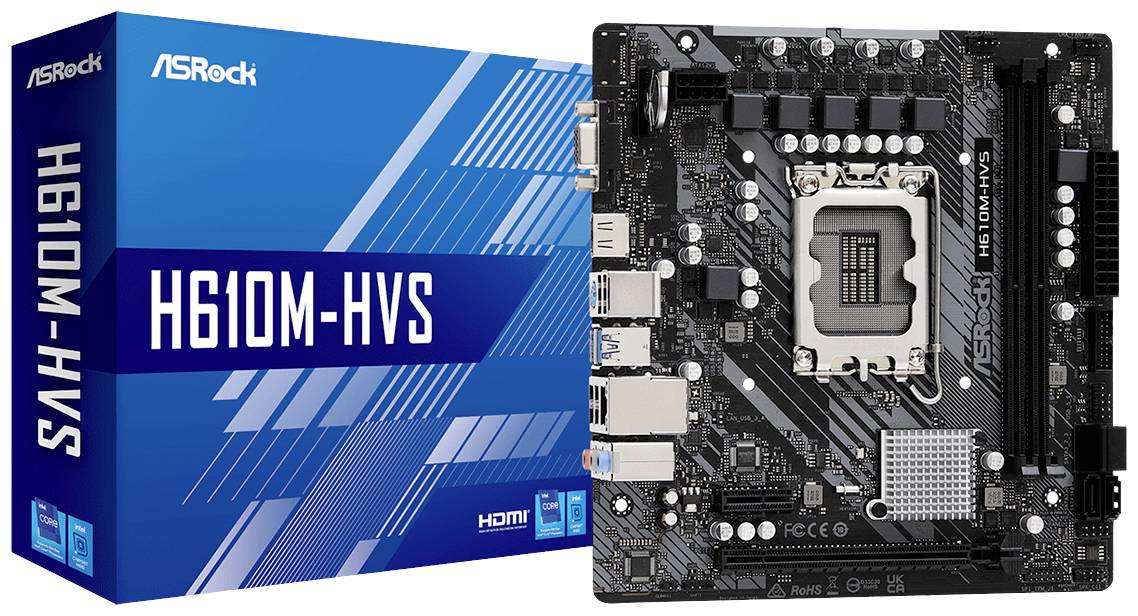 ASRock H610M-HVS Mainboard Sockel (PC) Intel® LGA 1700 Formfaktor (Details) Micro-ATX Mainboard-Chipsatz Intel® H610