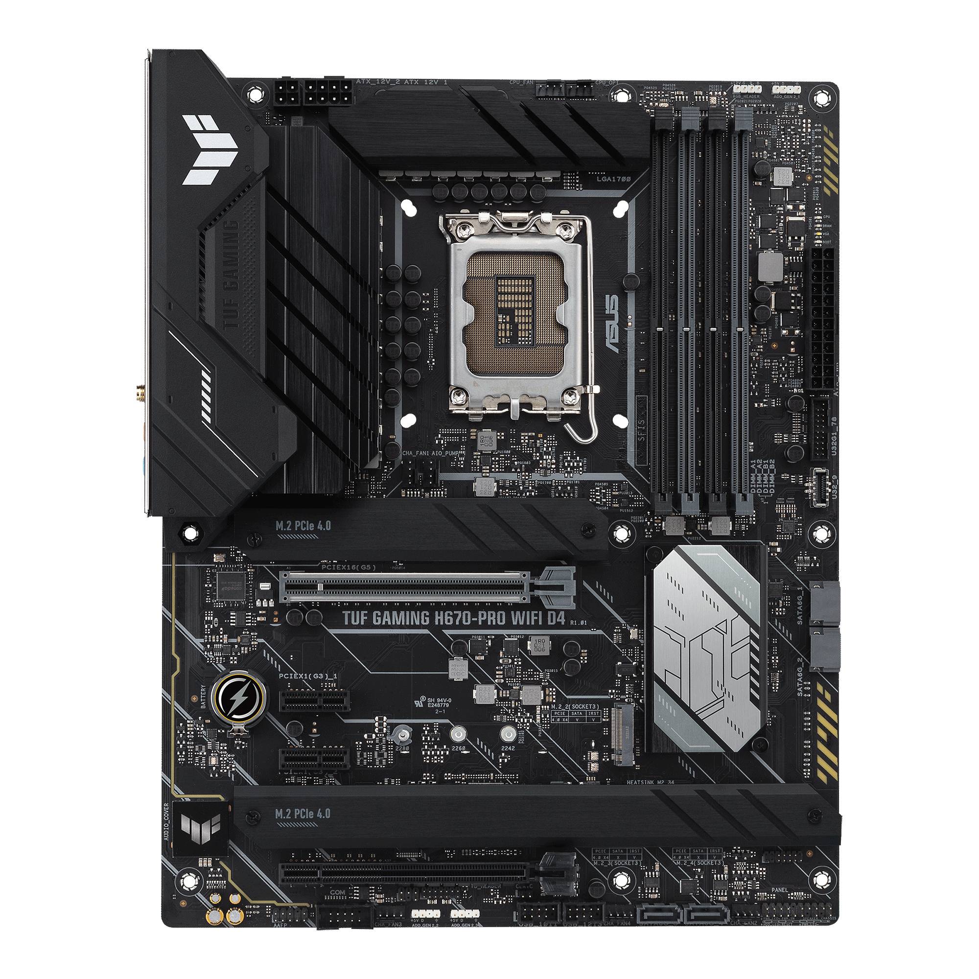 Asus TUF GAMING H670-PRO WIFI D4 Mainboard Sockel (PC) Intel® LGA 1700 Formfaktor (Details) ATX Mainboard-Chipsatz Intel® H670