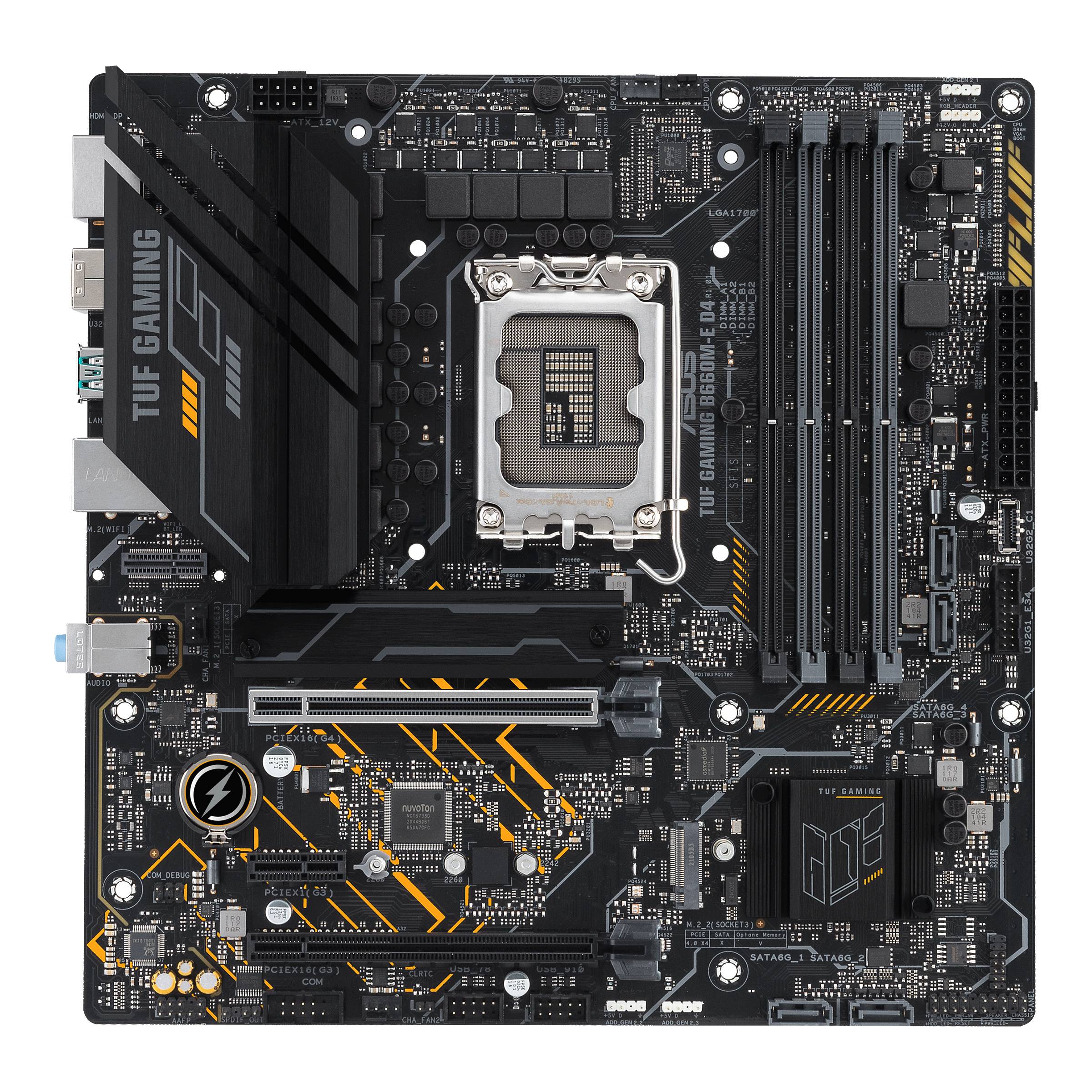 Asus TUF GAMING B660M-E D4 Mainboard Sockel (PC) Intel® LGA 1700 Formfaktor (Details) Micro-ATX Mainboard-Chipsatz Intel® B660