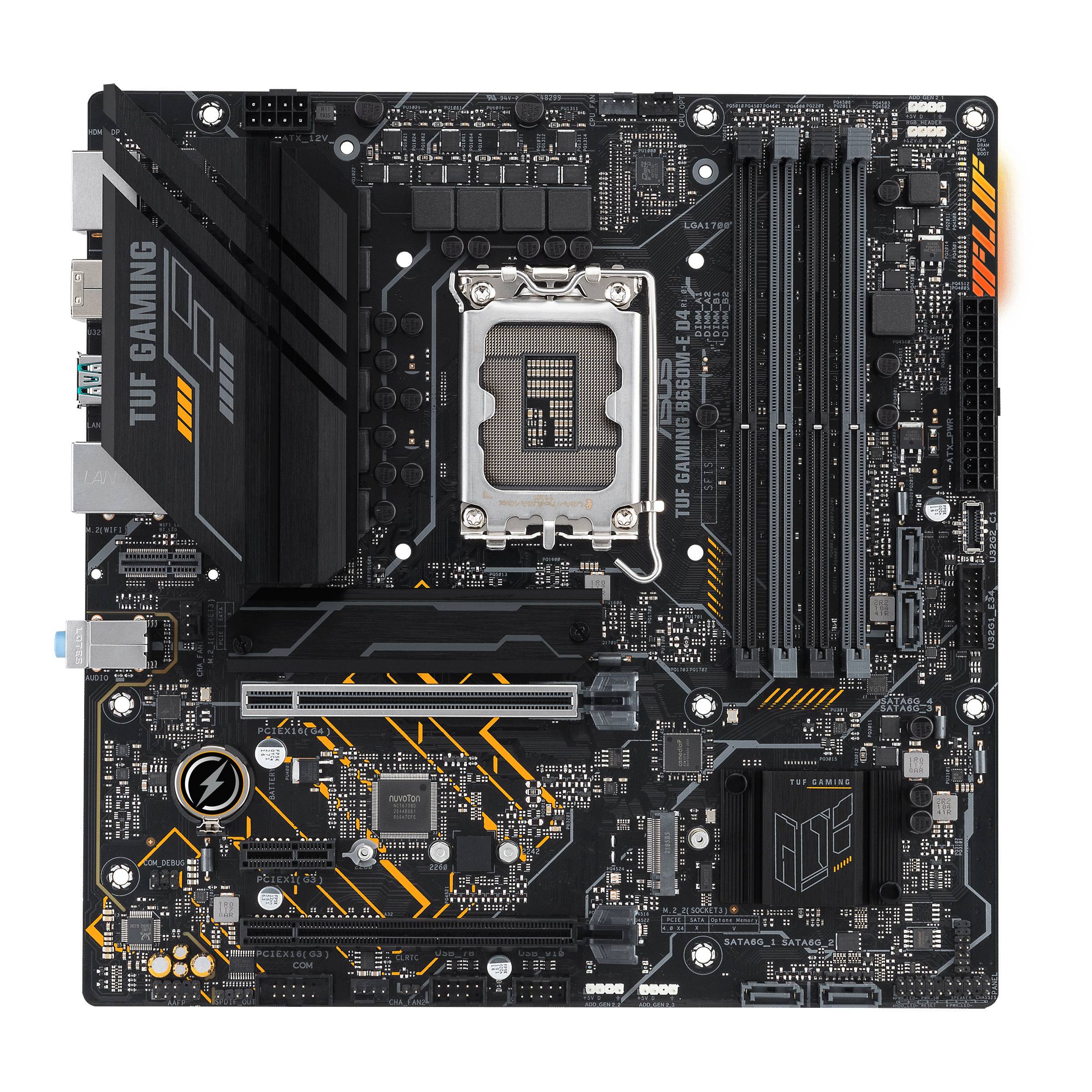 Asus TUF GAMING B660M-E D4 Mainboard Sockel (PC) Intel® LGA 1700 Formfaktor (Details) Micro-ATX Mainboard-Chipsatz Intel® B660