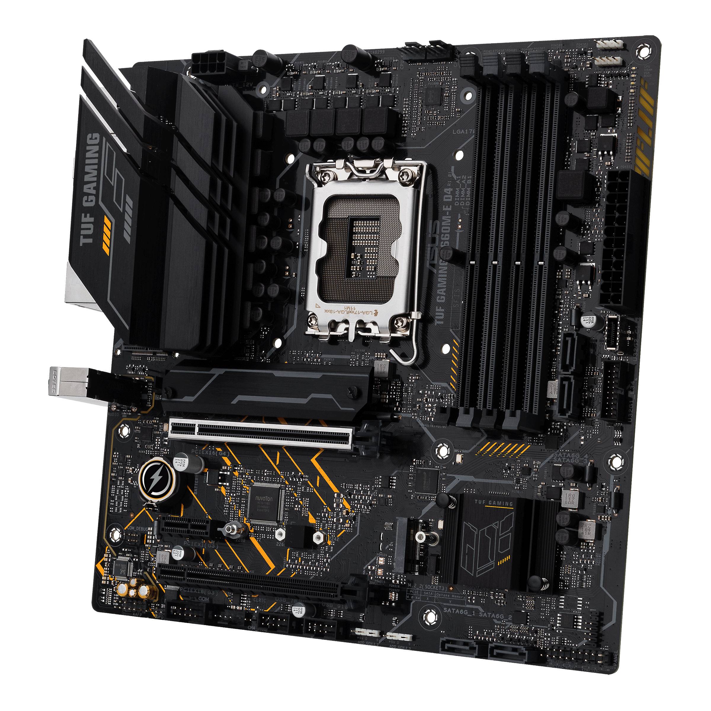 Asus TUF GAMING B660M-E D4 Mainboard Sockel (PC) Intel® LGA 1700 Formfaktor (Details) Micro-ATX Mainboard-Chipsatz Intel® B660