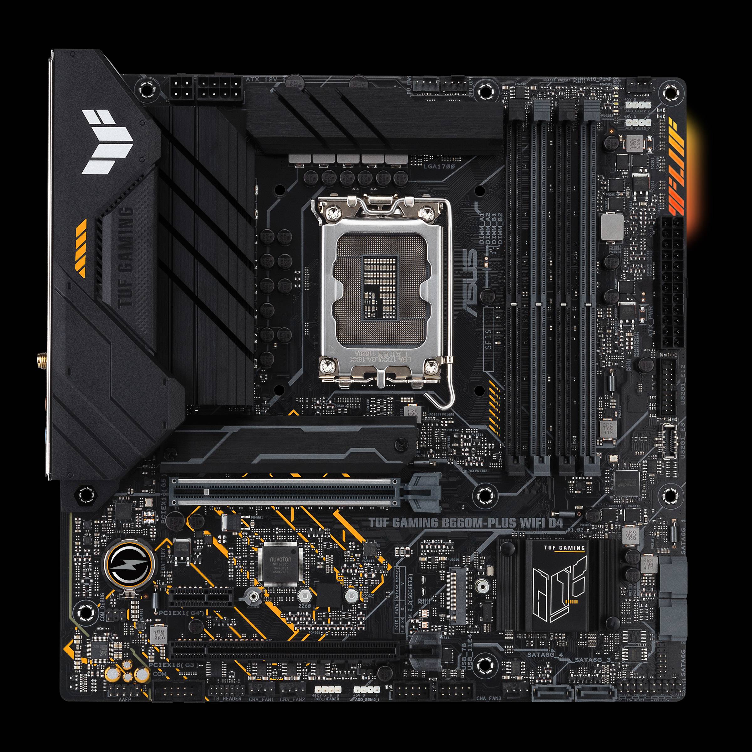 Asus TUF GAMING B660M- PLUS WIFI D4 Mainboard Sockel (PC) Intel® LGA 1700 Formfaktor (Details) Micro-ATX Mainboard-Chipsatz Intel® B660