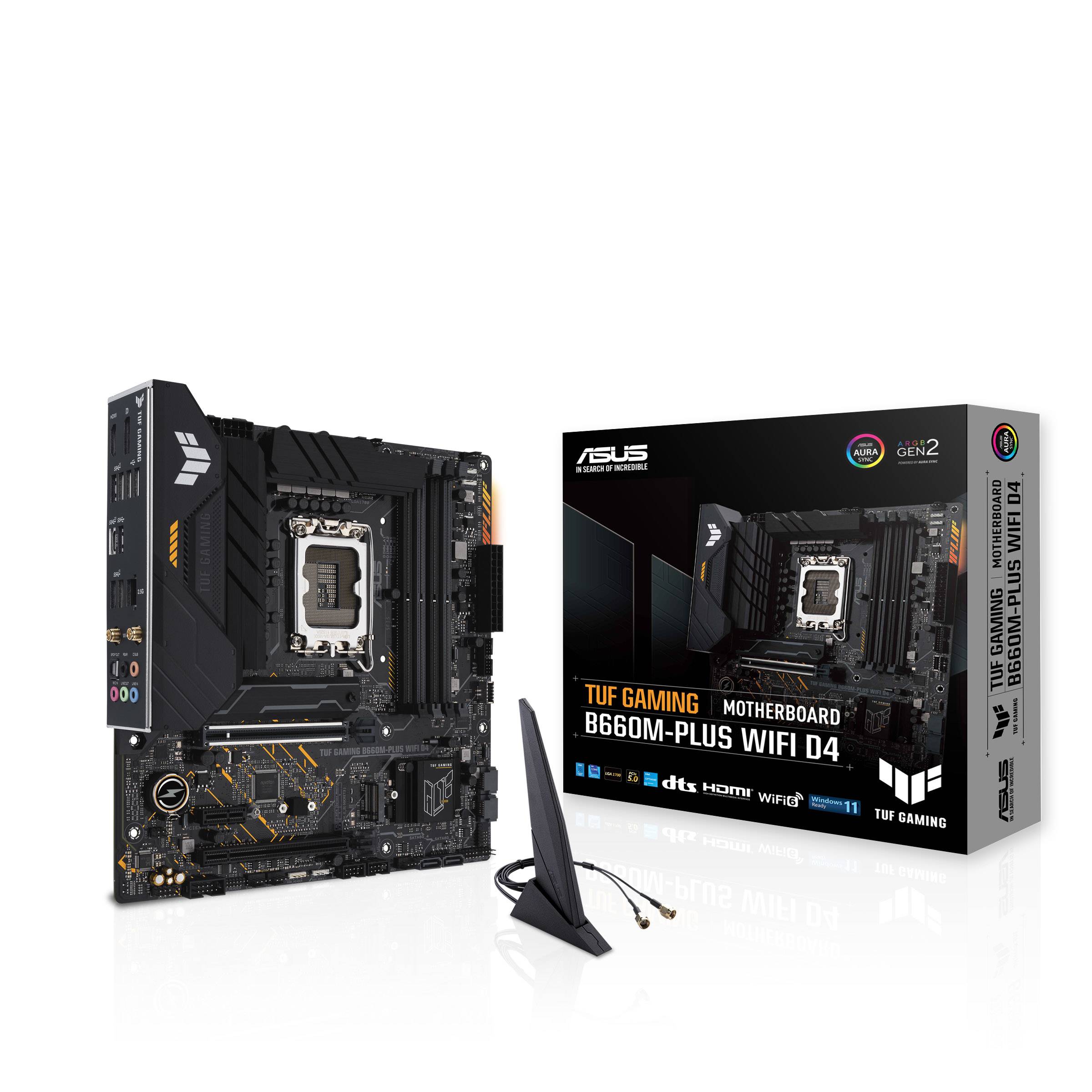 Asus TUF GAMING B660M- PLUS WIFI D4 Mainboard Sockel (PC) Intel® LGA 1700 Formfaktor (Details) Micro-ATX Mainboard-Chipsatz Intel® B660