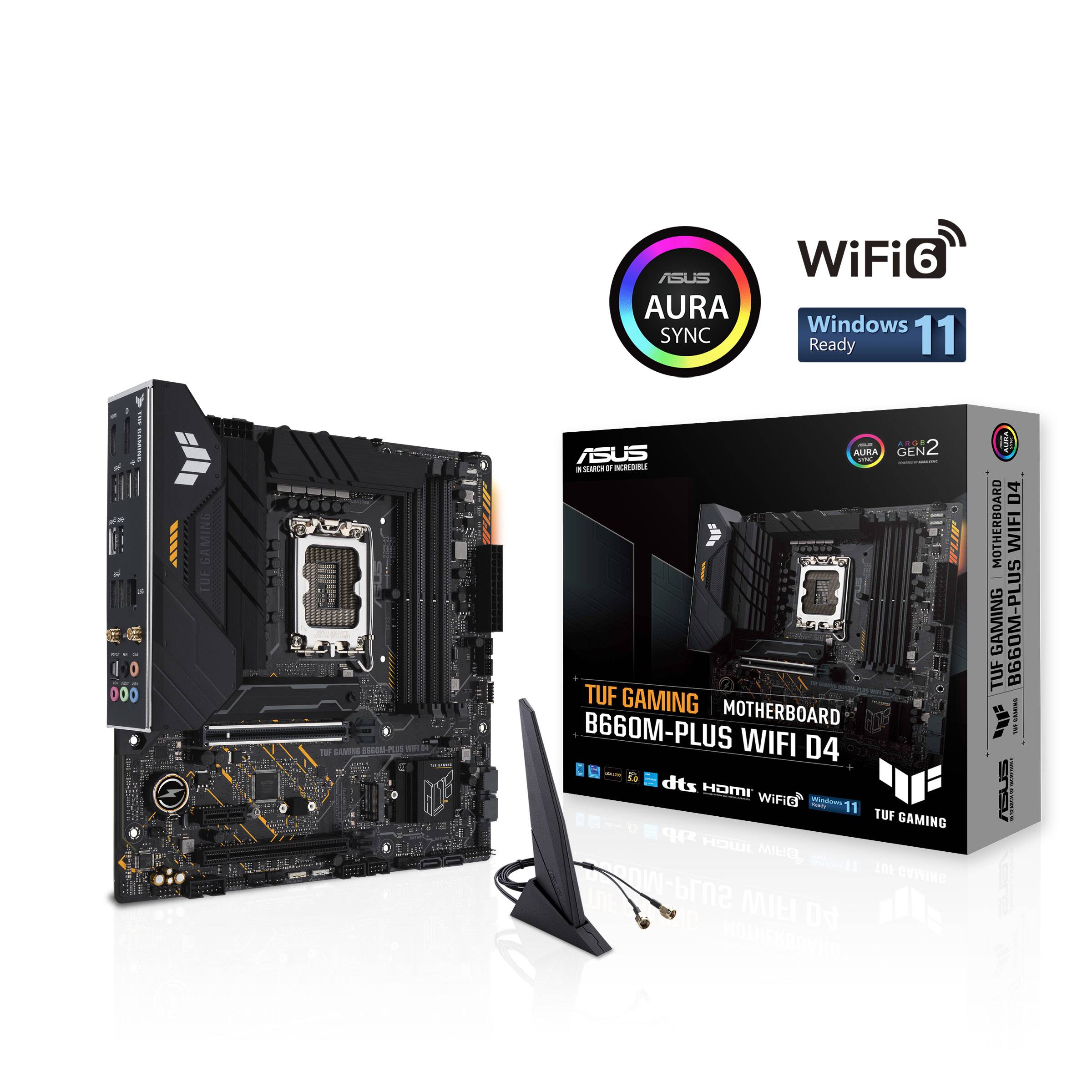Asus TUF GAMING B660M- PLUS WIFI D4 Mainboard Sockel (PC) Intel® LGA 1700 Formfaktor (Details) Micro-ATX Mainboard-Chipsatz Intel® B660