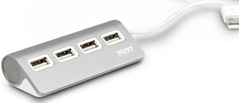 PORT Designs 900120 4 Port USB 2.0-Hub Grau, Weiß