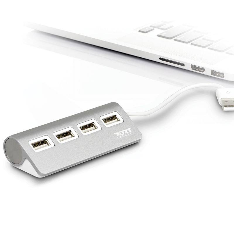 PORT Designs 900120 4 Port USB 2.0-Hub Grau, Weiß