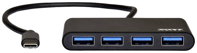 PORT Designs 900123 4 Port USB-C® (USB 3.2 Gen 2) Multiport Hub Schwarz