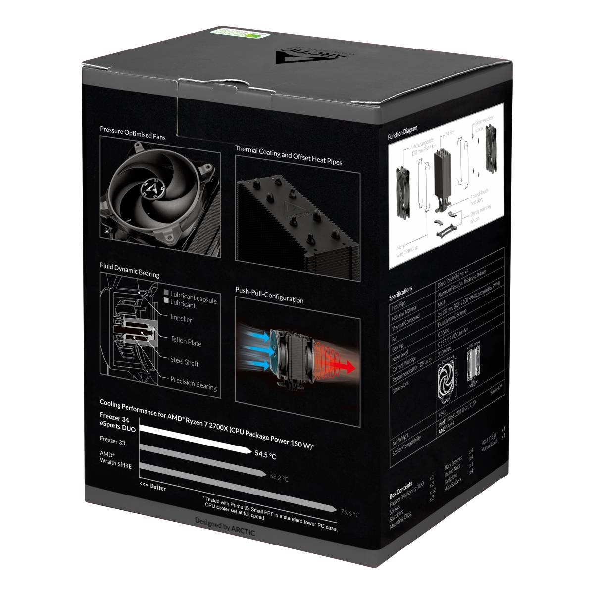 Arctic Freezer 34 CPU-Kühler mit Lüfter Schwarz, Grau (B x H x T) 103 x 157 x 124mm Doppellüfter, inkl. Wärmeleitpaste