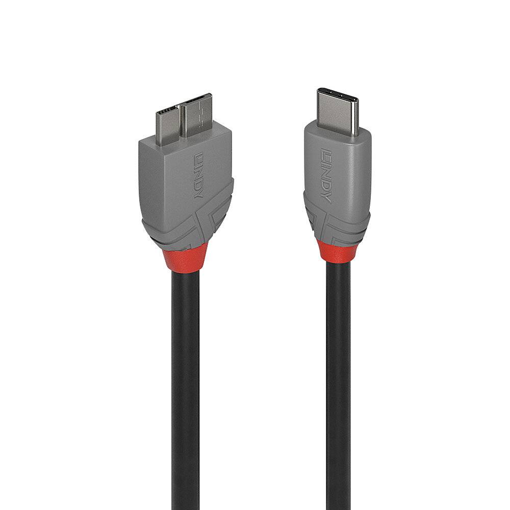 LINDY USB-Kabel USB 3.2 Gen1 USB-C® Stecker, USB-Micro-B 3.0 Stecker 2.00 m Schwarz 36622