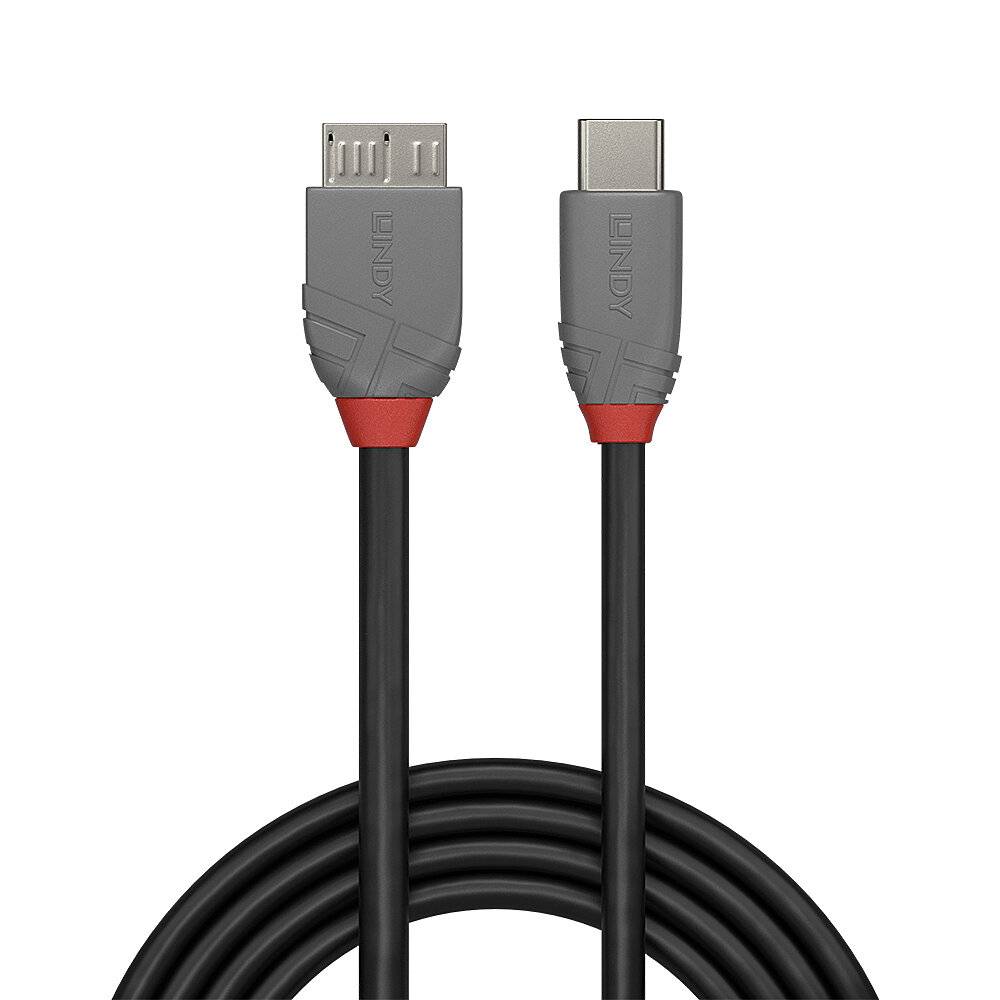 LINDY USB-Kabel USB 3.2 Gen1 USB-C® Stecker, USB-Micro-B 3.0 Stecker 2.00 m Schwarz 36622
