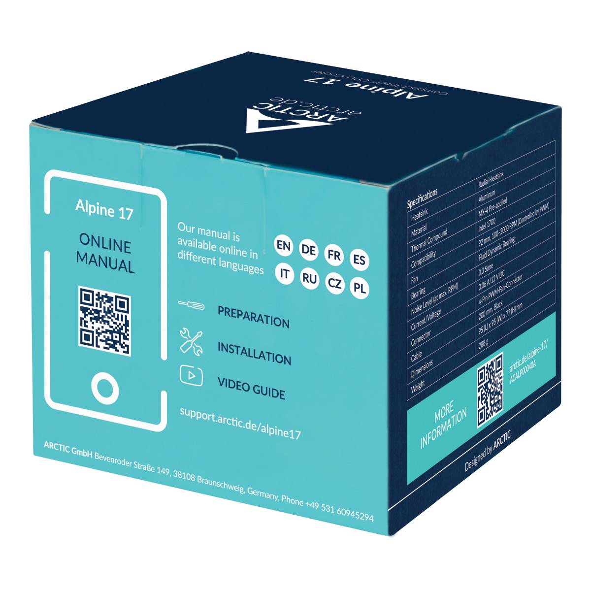 Arctic Alpine 17 CPU-Kühler mit Lüfter Intel® LGA 1700, Intel® LGA 1851