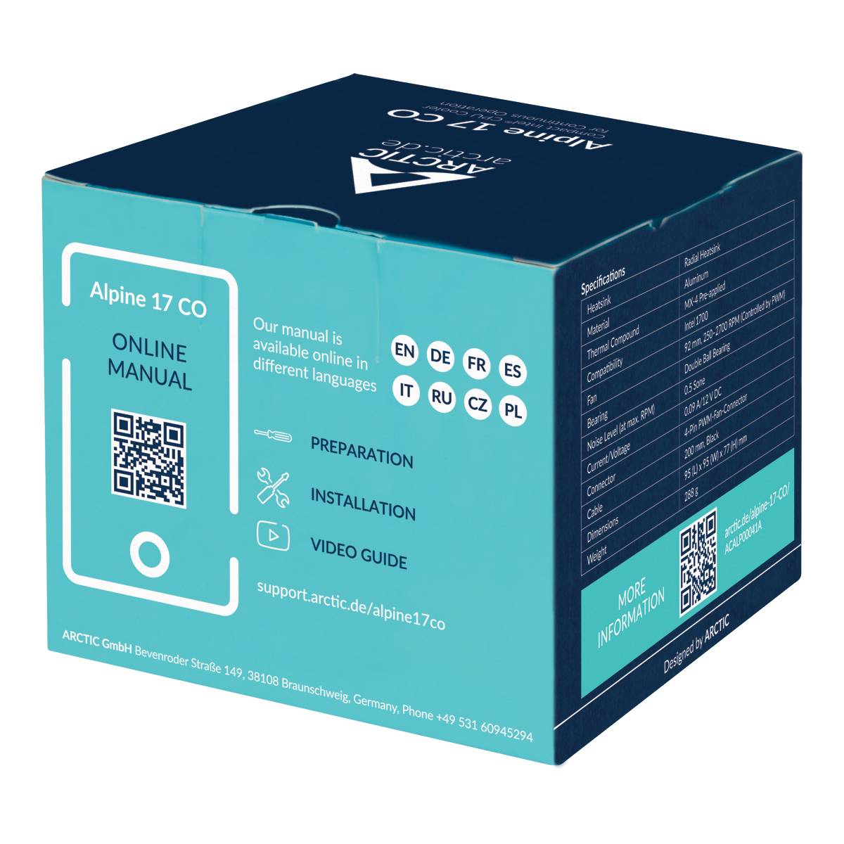 Arctic Alpine 17 CO CPU-Kühler mit Lüfter Intel® LGA 1700, Intel® LGA 1851