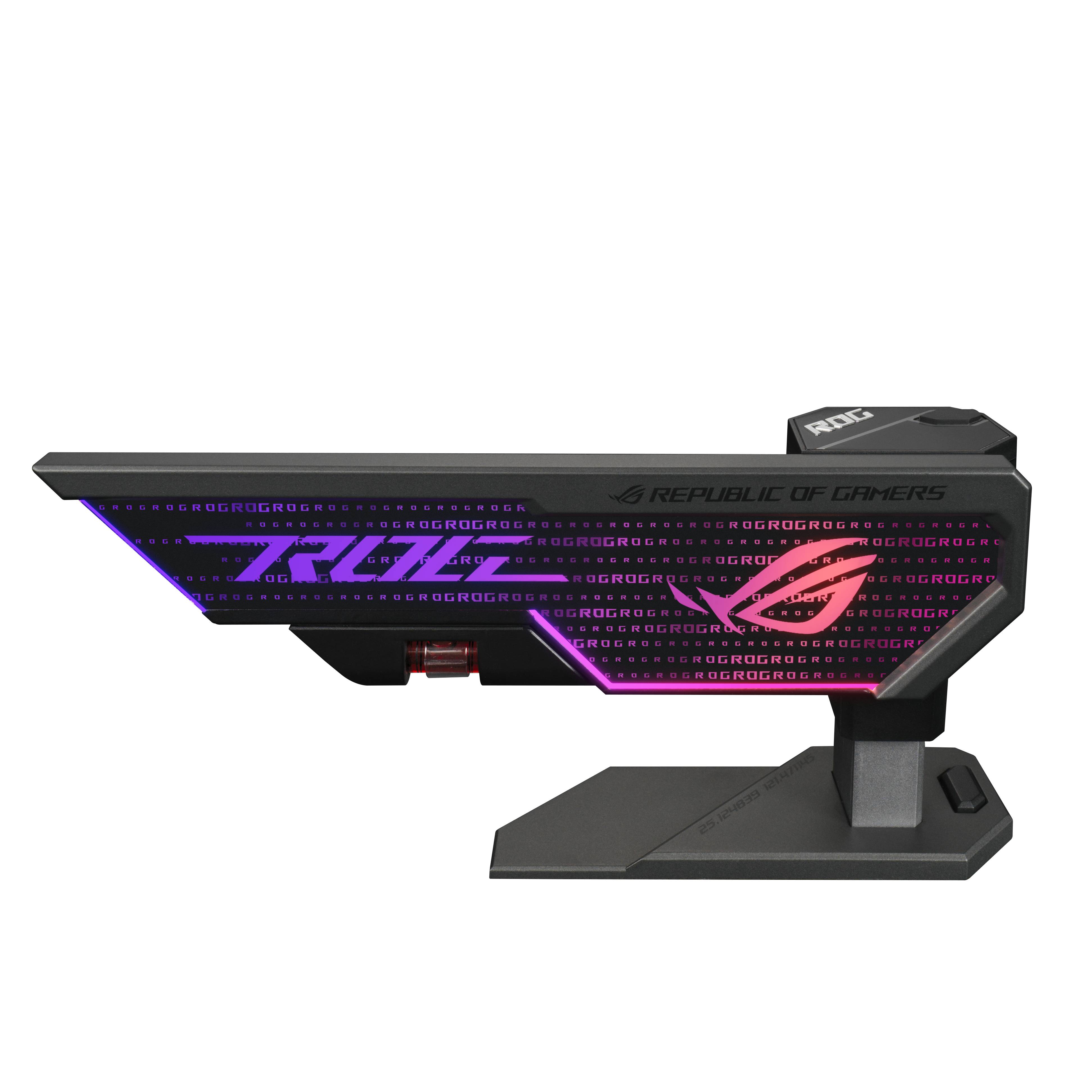 'ROG Strix' RAM-Stick mit RGB-Beleuchtung, schwarzes Gehäuse, leuchtende Schrift und Logo, für Gaming-PCs geeignet.