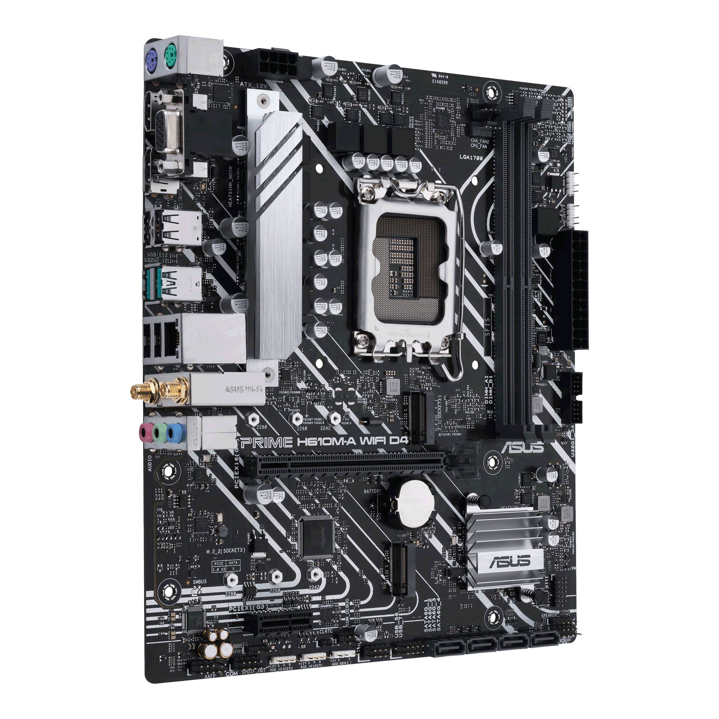 Asus PRIME H610M-A WIFI D4 Mainboard Sockel (PC) Intel® LGA 1700 Formfaktor (Details) Micro-ATX Mainboard-Chipsatz Intel® H610