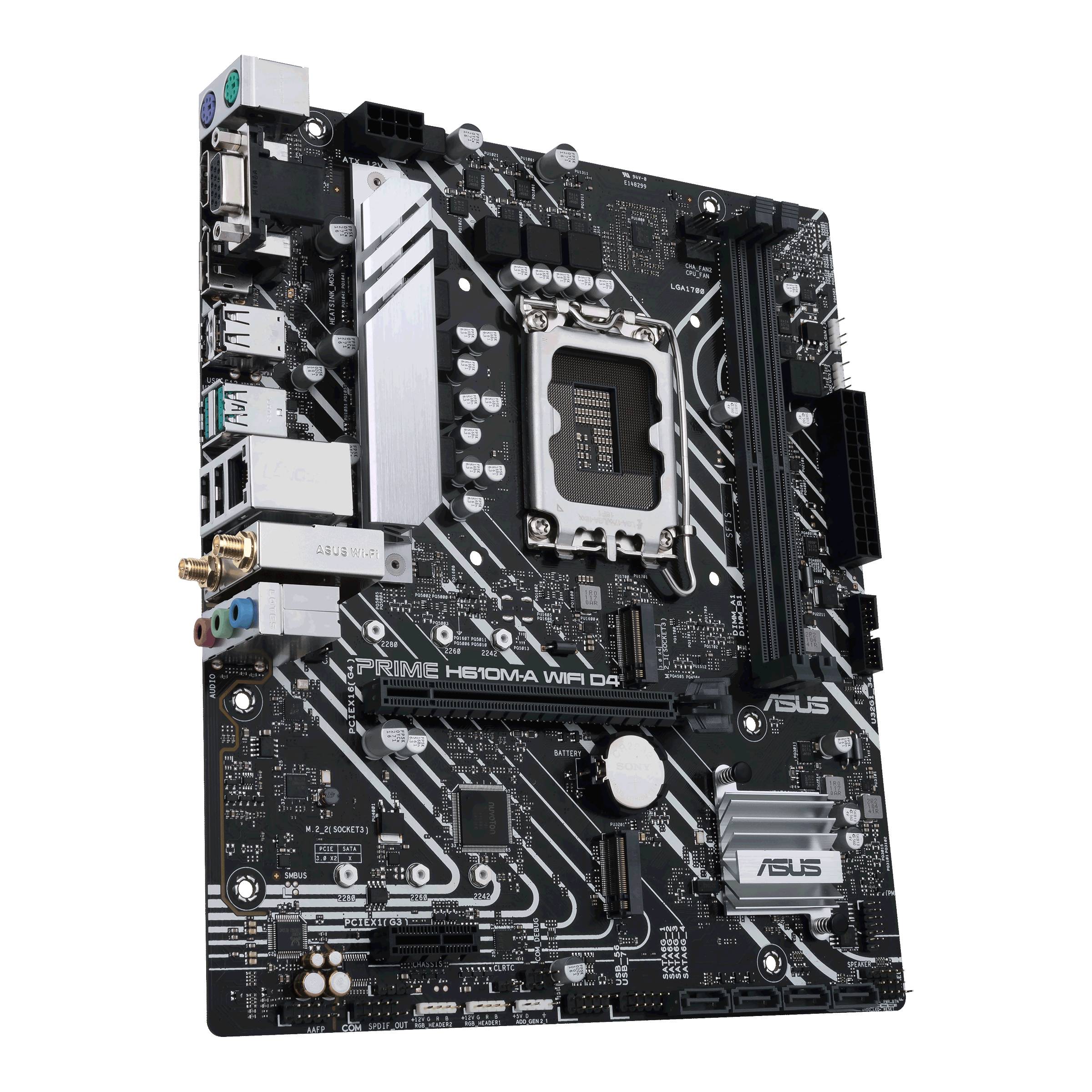 Asus PRIME H610M-A WIFI D4 Mainboard Sockel (PC) Intel® LGA 1700 Formfaktor (Details) Micro-ATX Mainboard-Chipsatz Intel® H610