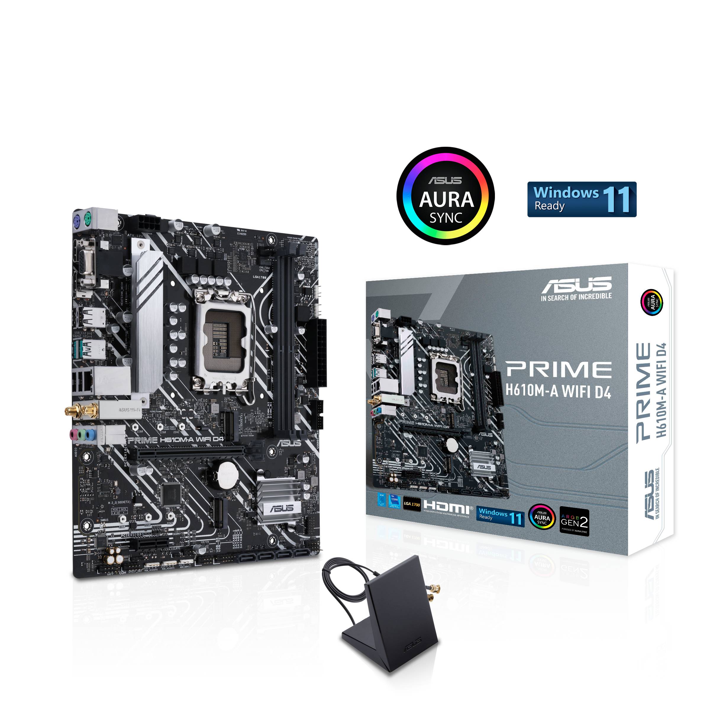 Asus PRIME H610M-A WIFI D4 Mainboard Sockel (PC) Intel® LGA 1700 Formfaktor (Details) Micro-ATX Mainboard-Chipsatz Intel® H610