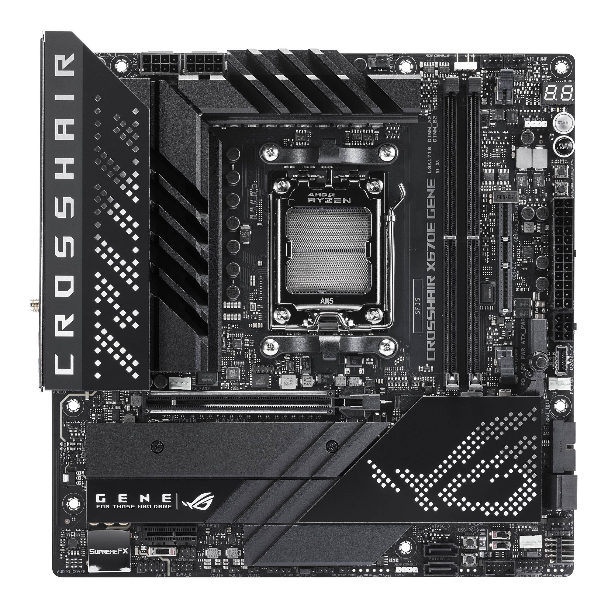 Asus ROG CROSSHAIR X670E GENE Mainboard Sockel (PC) AMD AM5 Formfaktor (Details) Micro-ATX Mainboard-Chipsatz AMD® X670