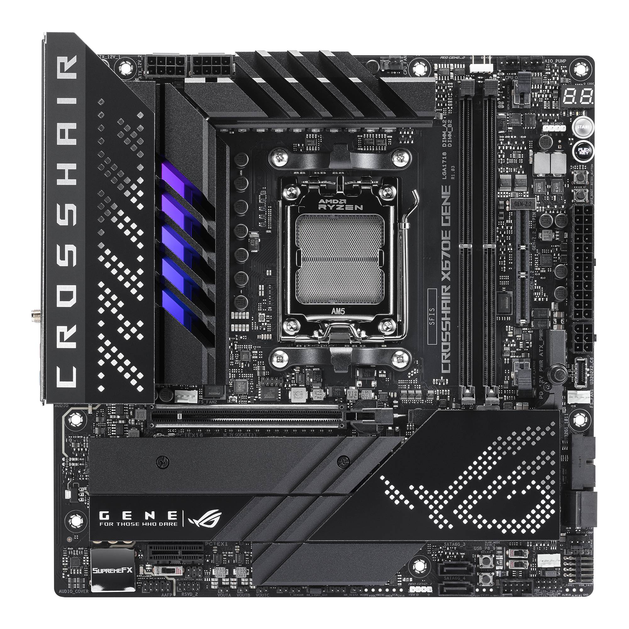 Asus ROG CROSSHAIR X670E GENE Mainboard Sockel (PC) AMD AM5 Formfaktor (Details) Micro-ATX Mainboard-Chipsatz AMD® X670