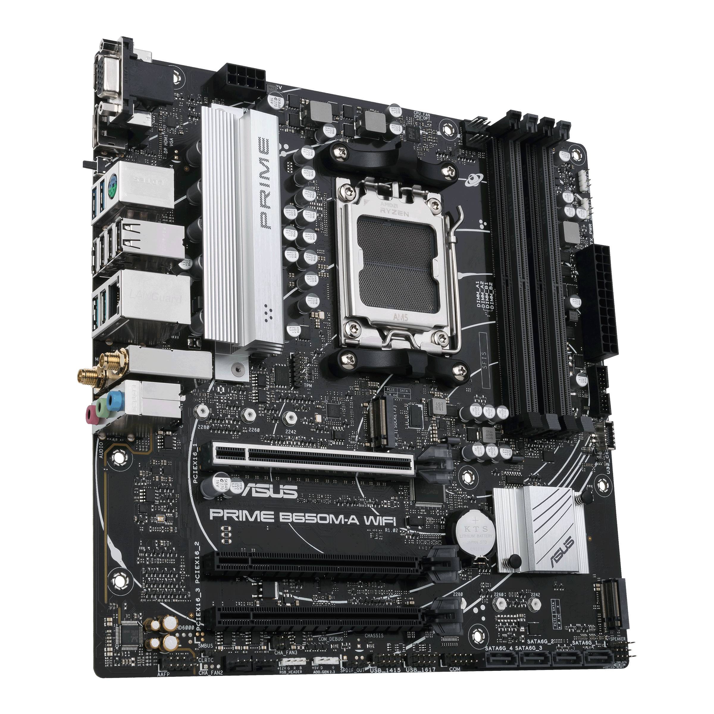 ASUS Prime B650M-A WIFI - Motherboard - micro ATX - Socket AM5 - AMD B650 Chipsatz - USB 3.2 Gen 1, USB 3.2 Gen 2, USB-C
