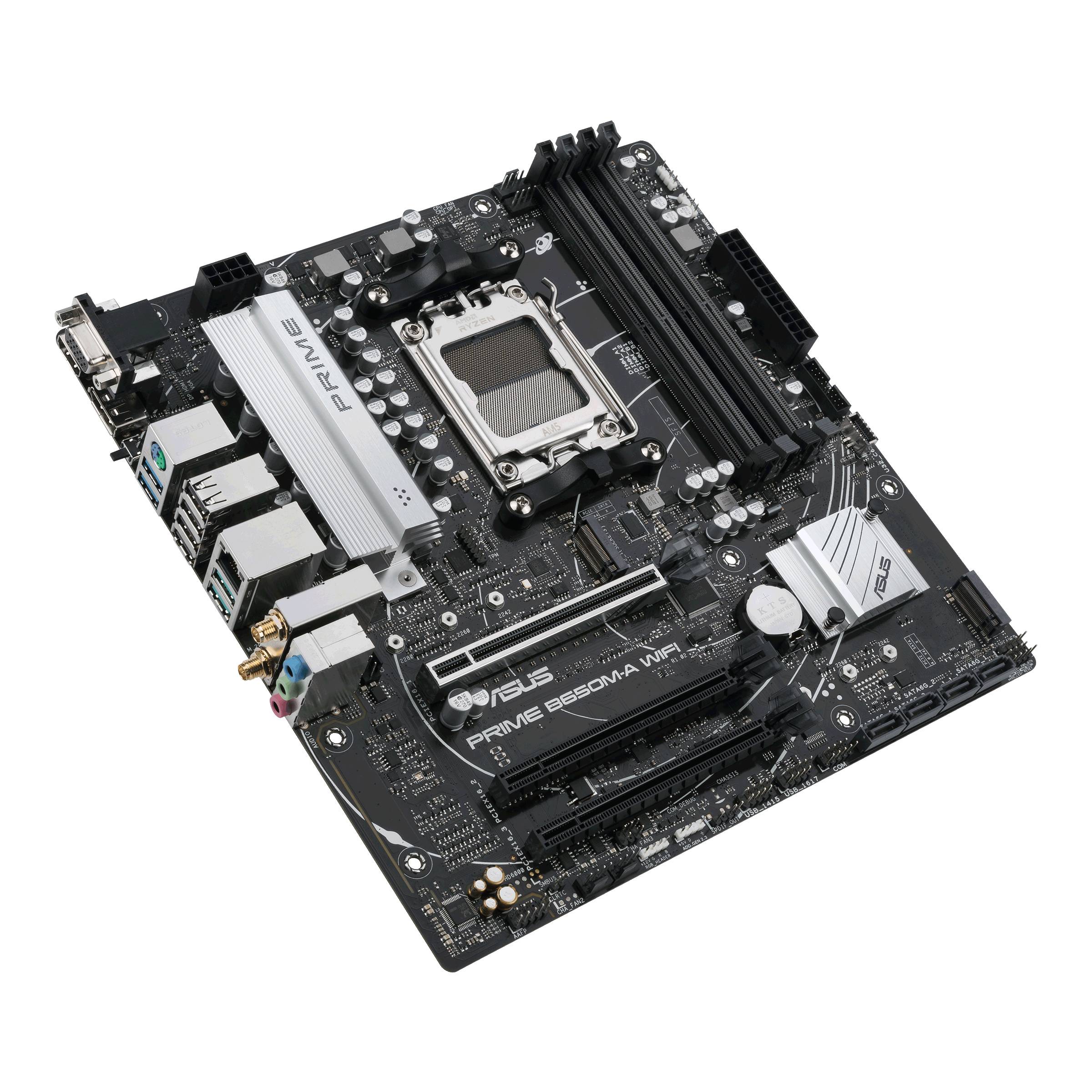 Asus PRIME B650M-A WIFI Mainboard Sockel (PC) AMD® AM5 Formfaktor (Details) Micro-ATX Mainboard-Chipsatz AMD® B650