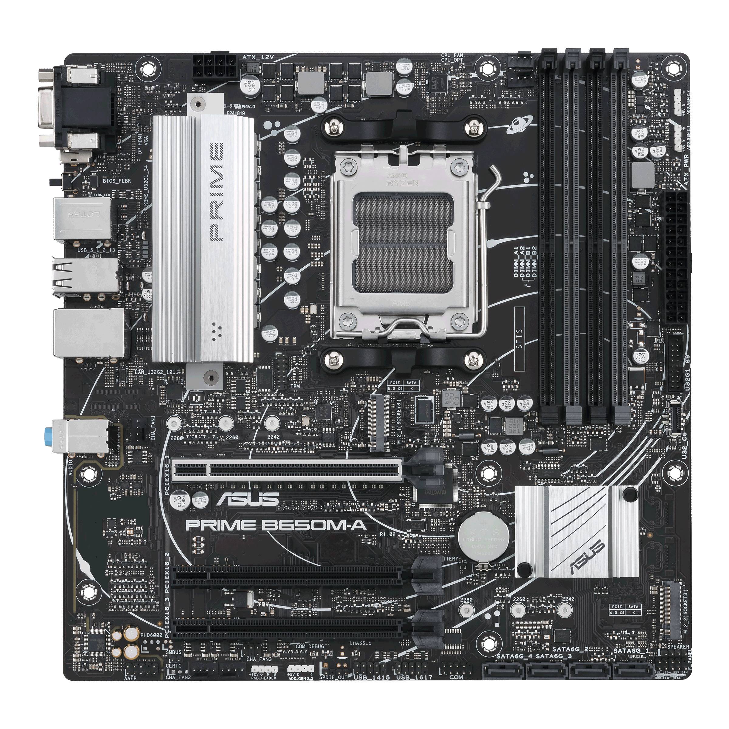 Asus PRIME B650M-A-CSM Mainboard Sockel (PC) AMD® AM5 Formfaktor (Details) Micro-ATX Mainboard-Chipsatz AMD® B650