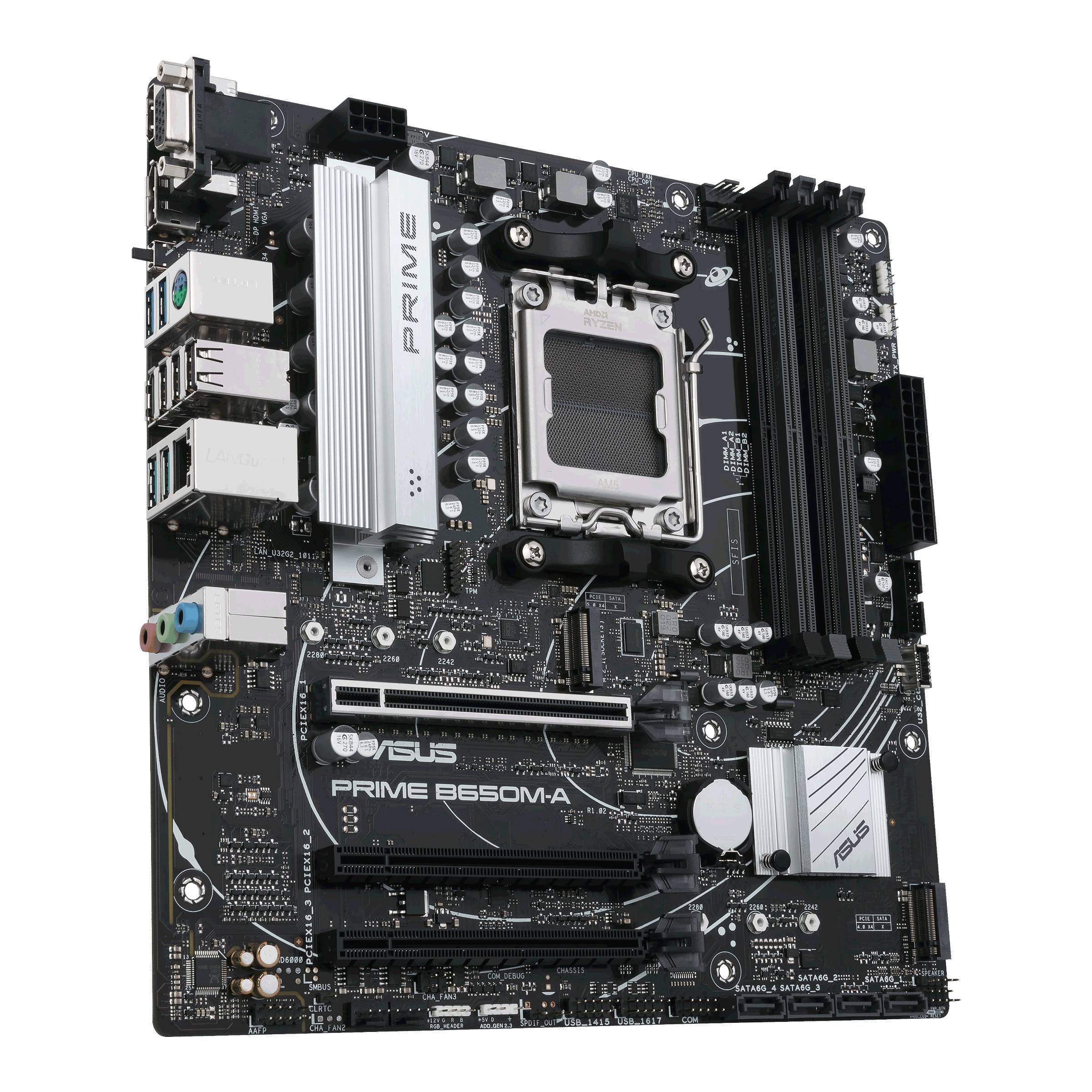 Asus PRIME B650M-A-CSM Mainboard Sockel (PC) AMD® AM5 Formfaktor (Details) Micro-ATX Mainboard-Chipsatz AMD® B650