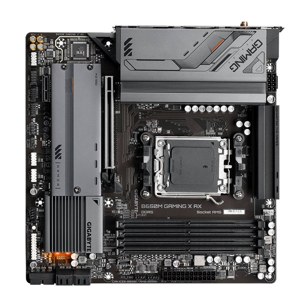 Gigabyte B650M GAMING X AX (rev. 1.x) Mainboard Sockel (PC) AMD® AM5 Formfaktor (Details) Micro-ATX Mainboard-Chipsatz AMD® B650