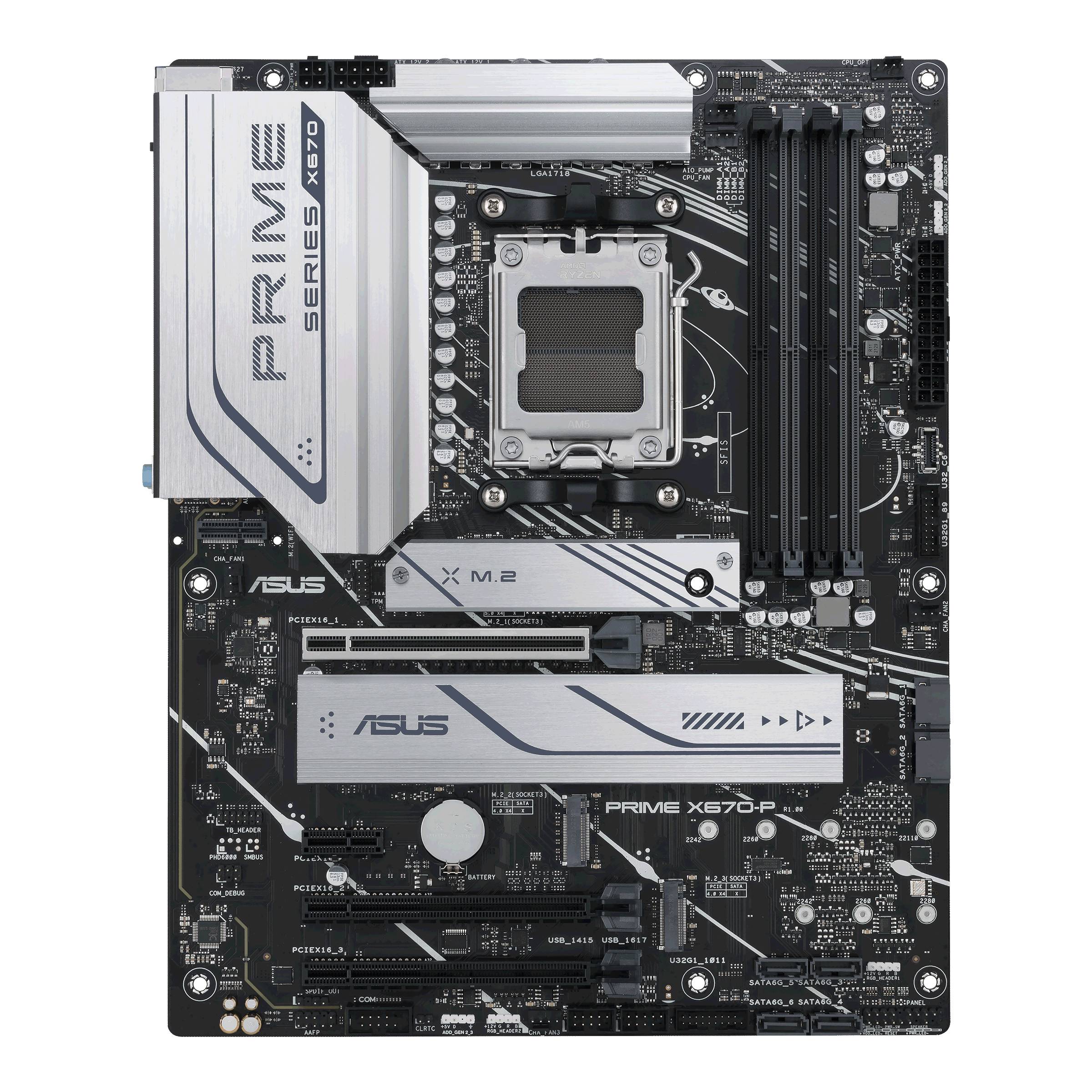 Asus PRIME X670-P-CSM Mainboard Sockel (PC) AMD® AM5 Formfaktor (Details) ATX Mainboard-Chipsatz AMD® X670