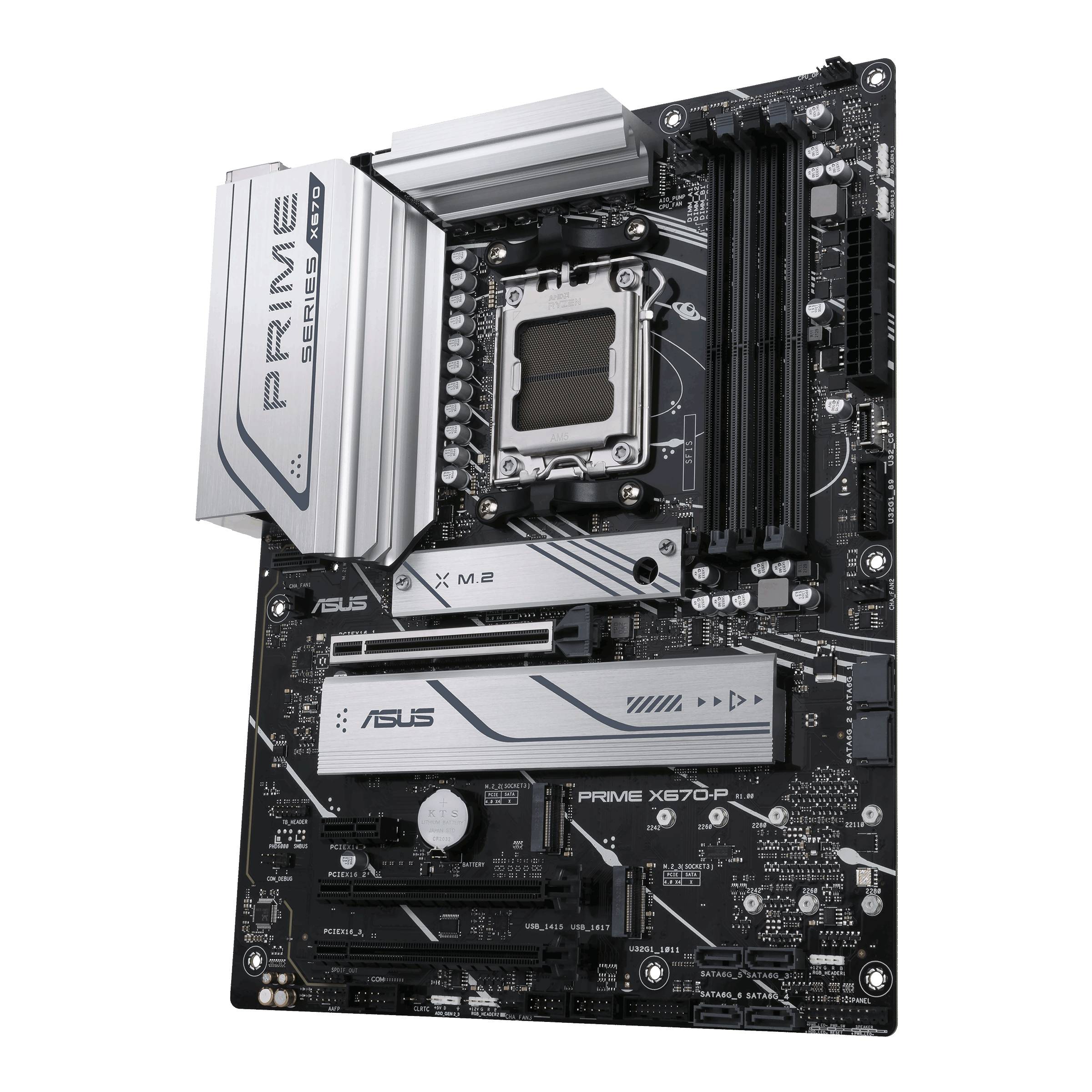Asus PRIME X670-P-CSM Mainboard Sockel (PC) AMD® AM5 Formfaktor (Details) ATX Mainboard-Chipsatz AMD® X670